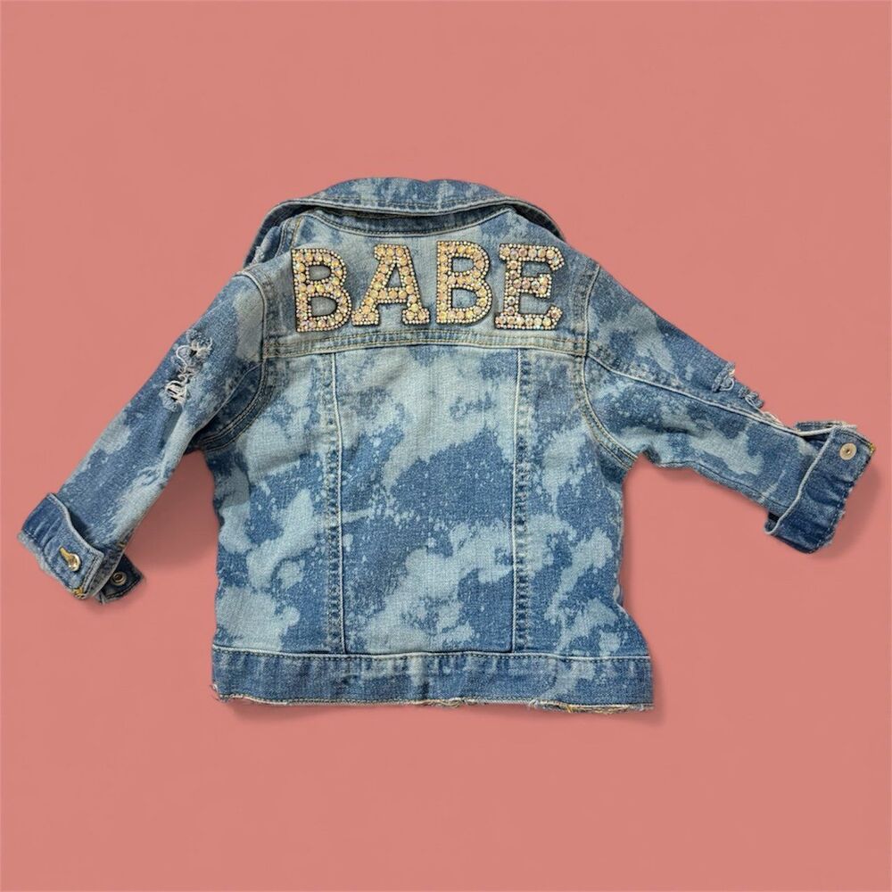 Custom Embellished Distressed Denim Jacket - Old Navy 18-24M